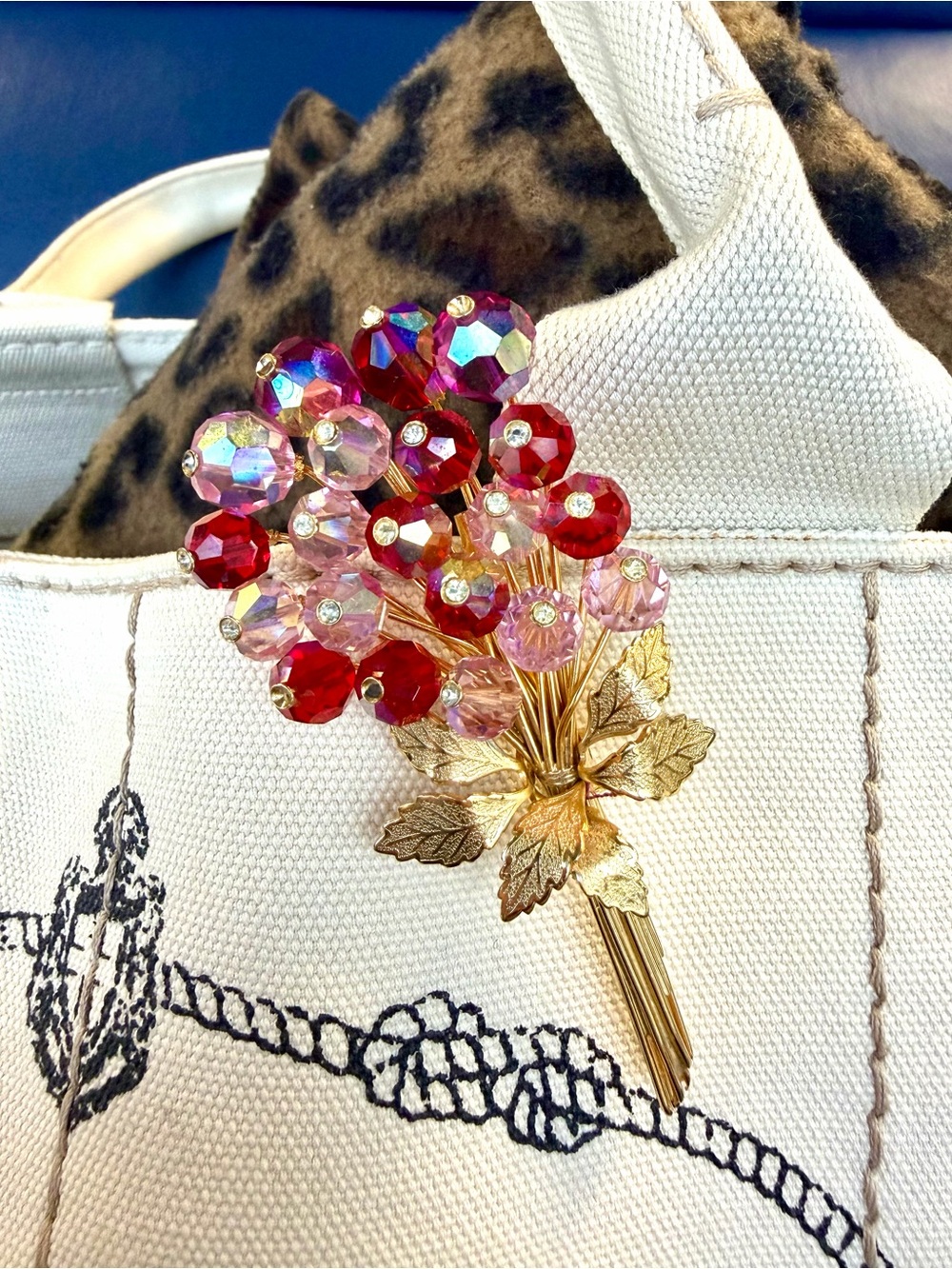 Vintage AB Crystal Bouquet Brooch